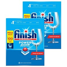 finish 洗碗機專用洗碗錠 100顆,防水垢生成,輕鬆清潔, 1.3kg, 2盒