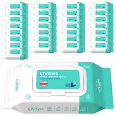 LIVENS 掀蓋型可沖式如側清潔濕紙巾, 55g, 60張, 30包