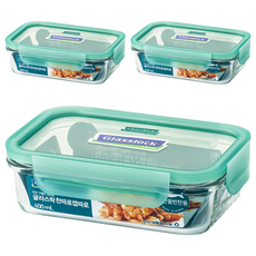 Glasslock 長方形保鮮盒 海鮮類小菜用, 1組, 3個容器 + 3個蓋子
