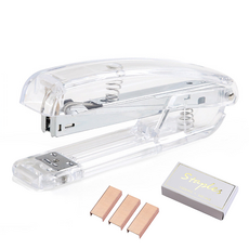 Bakojel 壓克力釘書機 透明外殼釘書機 + 1000入釘書針, 1個, 銀色