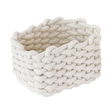 Hoom 禾慕生活 編織收納籃 奶霜白 棉繩, 小款(18 x 14 x 13cm), 1個