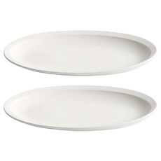 SSUEIM raffiner 長形橢圓陶瓷盤 餐盤套裝, 白色, 2個