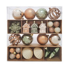 聖誕節多合一樹裝飾39件組, 現代光澤, 6cm