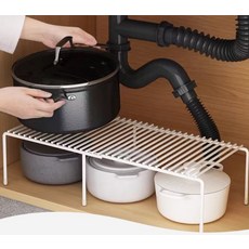 달콤상점 무타공 길이조절 주방 선반 정리, 화이트, 1개