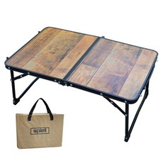 spiell 露營折疊迷你桌+專用袋, 仿古木紋