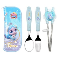 르번 프린세스 캐치티니핑 알찬 교정 젓가락 풀세트, 사뿐핑, 1세트, 스푼 + 포크 + 젓가락 + 케이스