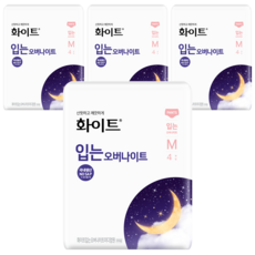 WHITE 褲型衛生棉, M, 4片, 4包