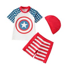 愛北鼻之家 男寶短袖泳衣 + 泳褲 + 泳帽