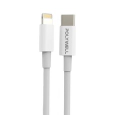 POLYWELL Type-C-Lightning 蘋果PD快充線 PW15-W45-A250, 50cm, 白色, 1個