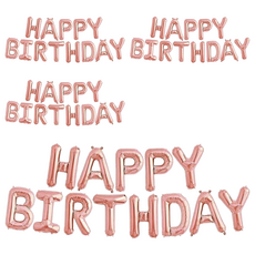 生活King 可懸掛生日快樂字母氣球 HAPPY BIRTHDAY, 糖果粉色, 4組