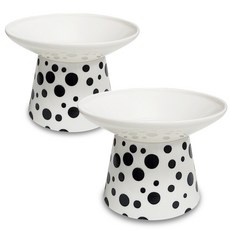 MONAGIO 原點花紋斜面圓形陶瓷寵物碗, 黑色