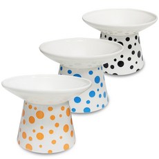 MONAGIO 寵物圓點圖案陶瓷餐具 黑色 + 橘色 + 藍色組合, 混合顏色