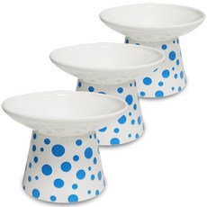 모나지오 반려동물 도트패턴 도자기 식기, 블루, 1개