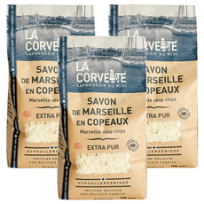 LA CORVETTE 法釩馬賽莊園 經典植物油馬賽皂絲 Marseille soap chips 低過敏, 750g, 3包