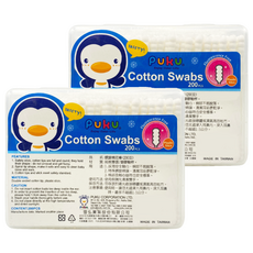 PUKU 藍色企鵝 螺旋棉花棒 200支 嬰幼兒適用 安全清潔 柔軟舒適, 2盒