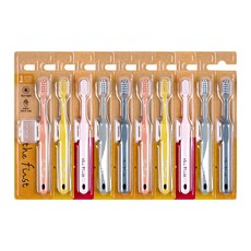 더퍼스트 모던 향균 소재 1단계 여아용 칫솔 10p 세트, 핑크, 그레이, 진그레이, 옐로우, 코랄, 1세트, 10개입