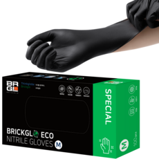BRICKGLO 可生物分解環保丁腈手套, 黑色, 中(M), 1個