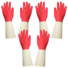 AXIS 艾克思 家庭用乳膠手套 3雙組 台灣製 天然乳膠, 紅色 + 白色, L, 1組