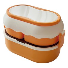 奶油色二層便當+冷熱袋套裝, 橘子(便當), 1組