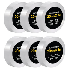 다다 초강력 실리콘테이프 단면 20mm x 3m, 투명, 6개