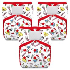 THiRSTiES 有機棉魔鬼氈口袋式布尿布 Hello Kitty My Friends 4-18公斤, 3件