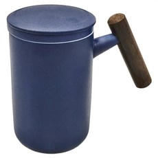 LifeHouse 陶瓷馬克杯 雅青杯 藍色 木柄, 1個