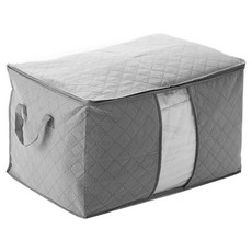 E.dot 大容量竹炭衣物棉被收納袋(橫式), 防潮抗菌, 居家收納好幫手, 58x43x33.5cm, 1個, 1入