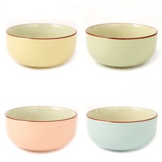 Britty 4件式大碗組, 橄欖綠, 天空藍, 珊瑚粉, 米黃色, 1套