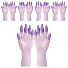 Solveliving 手指塗層乳膠手套 雙手穿戴組, 紫色, 大(L), 5套