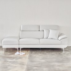 도모디자인 안토니아 플러스 무빙헤드 패브릭 3인용 소파 좌형 + 쿠션 2p +스툴 세트 방문설치, 라이트그레이