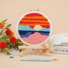 Artjoy DIY打孔針刺繡套組, 夕陽下的風景, 1套