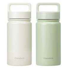 글라스락 스포티 핸들 텀블러 2p, 페일그린 + 베이지, 350ml, 1세트