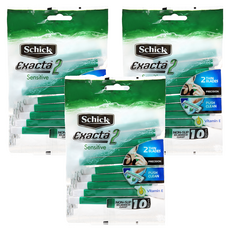 쉬크 이그젝타 2 센서티브 일회용 면도기, 10개입, 3개