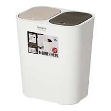 ASVEL 按壓式分類垃圾桶 15L 雙格設計, 294 x 214 x 338mm, 白色