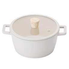 KITCHEN FLOWER IH雙耳湯鍋, 20cm, 奶油白, 1個