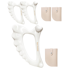 Face Factory Backto 天使刮痧按摩器+小袋套裝, 白色, 3組