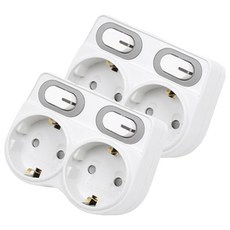 EcoPowerTap 韓國製造 LED 省電型 L型 2孔延長線 EPM-L402L, 9.1cm, 混合顏色, 2個