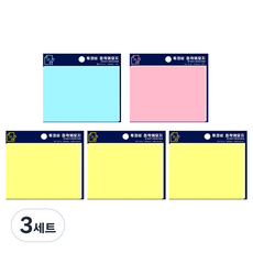 TUCO.B 黏性便利貼 100*76mm 黃色*3入+天空藍+粉色, 黃色 + 天空藍 + 粉紅色, 3套, 100張