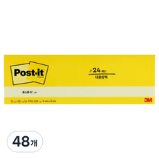 포스트잇 대용량팩 노트 접착메모지 654-24A, 노랑, 100매, 48개
