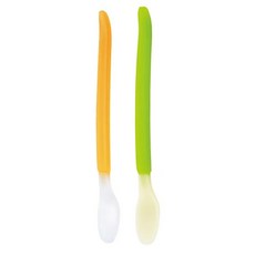 Combi 康貝 優質軟質餵食匙 2件組, 橘色 + 綠色, 1組