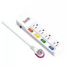 太順電業 3孔4切4插座延長線 TS-344AS 過載自動斷電保護 耐熱 防火機身, 1.8m, 白色, 1個