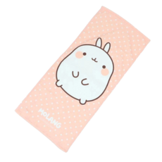 MOLANG 洗臉毛巾 34x80cm, 萌浪款 粉紅色 + 白色, 1條