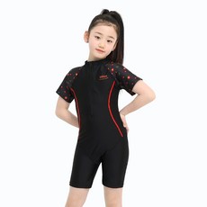 zetessport 女童短袖三分生存游泳連身泳衣 2564