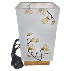 方型日式床頭燈 14 x 14 x 26cm 木材 亞麻, 玉蘭