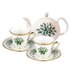 Lenox 雷諾克斯 假日雙人茶具組, 1套, 茶壺 + 咖啡杯 2p + 杯碟 2p, 混合色