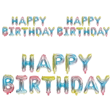 生活King 可懸掛生日快樂字母氣球 Set 派對裝飾, 漸層彩色, 3組