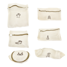 PUSH! 洗衣機專用防變形洗衣袋/洗毛衣網/洗衣機網袋護洗袋 Set 六件套 - 米色, 1組