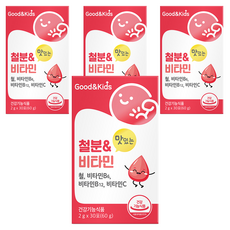 GoodnKids 孩童綜合維他命含鐵質補充隨身包 草莓口味 30條入, 4盒, 60g