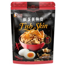 老楊 鹹蛋黃魚皮 香辣風味 90g 酥脆鹹香, 1包