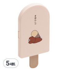 手拿鏡梳子組 便攜式迷你鏡子 冰淇淋造型鏡子, 粉紅色, 5個